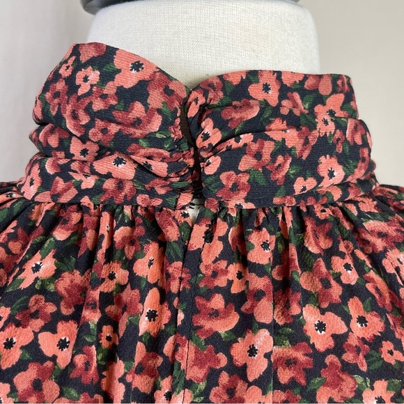 ZARA ~ Rust Floral Mini Dress w/Smocked Skirt & Peek-a-Boo Back ~ Size Large - Picture 10 of 15